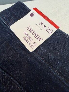 AMANDA Tapered Leg High-Rise Jeans - Dark Indigo Denim